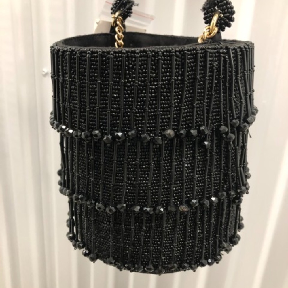 NWT ZARA PREM QUALITY Beaded Bucket Bag, S